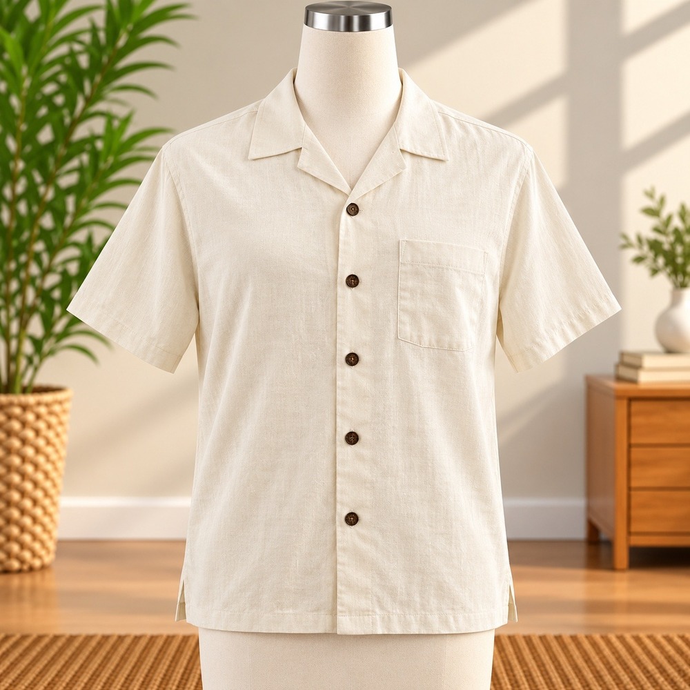 Silver Edition Quiksilver Button Down Shirt Mens Large Cream Short Sleeve Grid